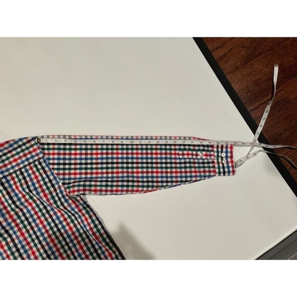 EUC IZOD Boys Button Down L/S Holiday Christmas Dress Shirt Plaid Large 14/16 - Picture 5 of 13